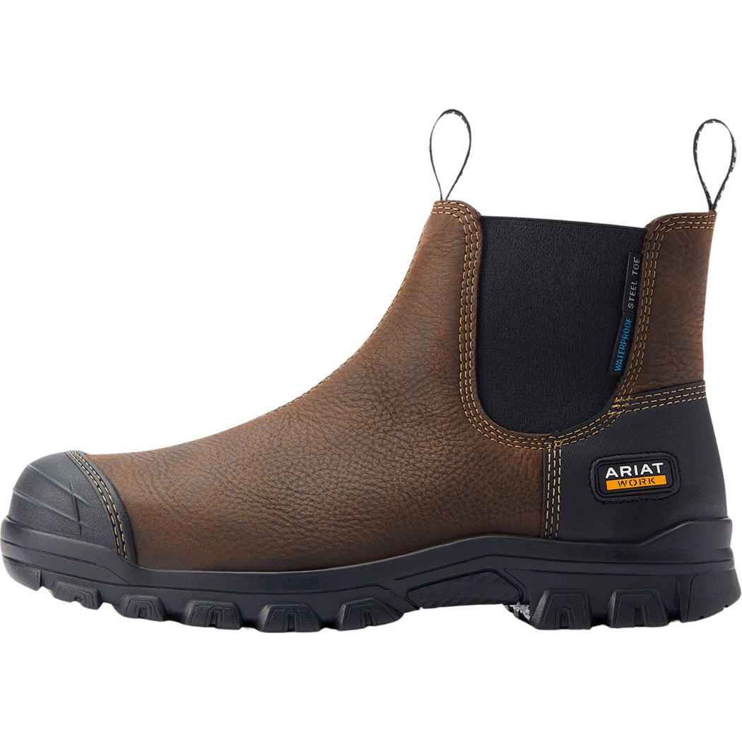 2025 Ariat Homme Treadfast Chelsea Imperméable à Bout En Acier Bottes De Travail 10044475 - Dark Brown